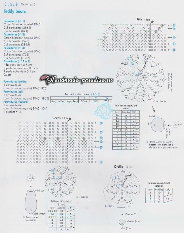 Схемы вязания крючком медвежат