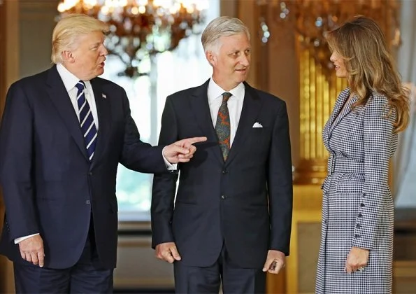 King Philippe and Queen Mathilde, President Donald Trump and First Lady Melania Trump attend a reception at the Brussels Royal Palace