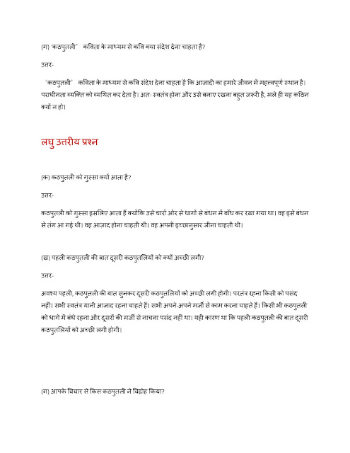 NCERT Solution For Class 7 Hindi Chapter 4 कठपुतली 09