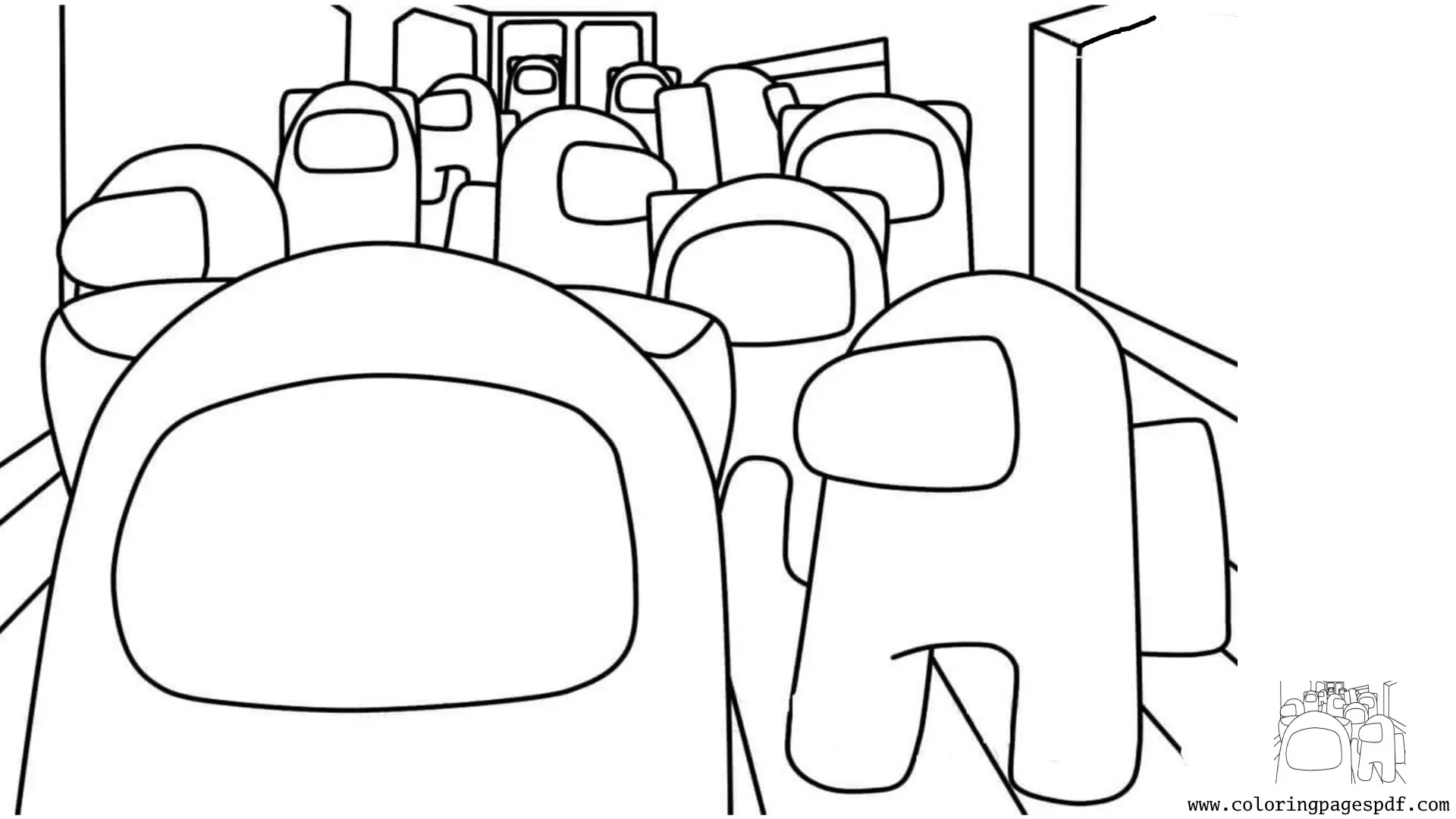 Coloring Page Of Among Us In A Train