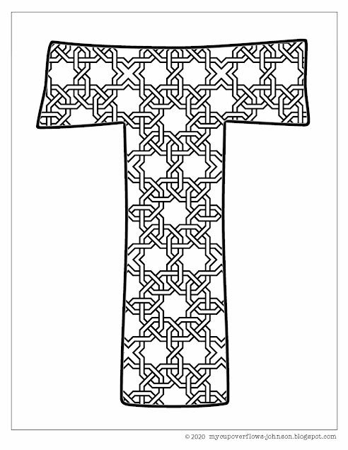 Letter T design coloring page