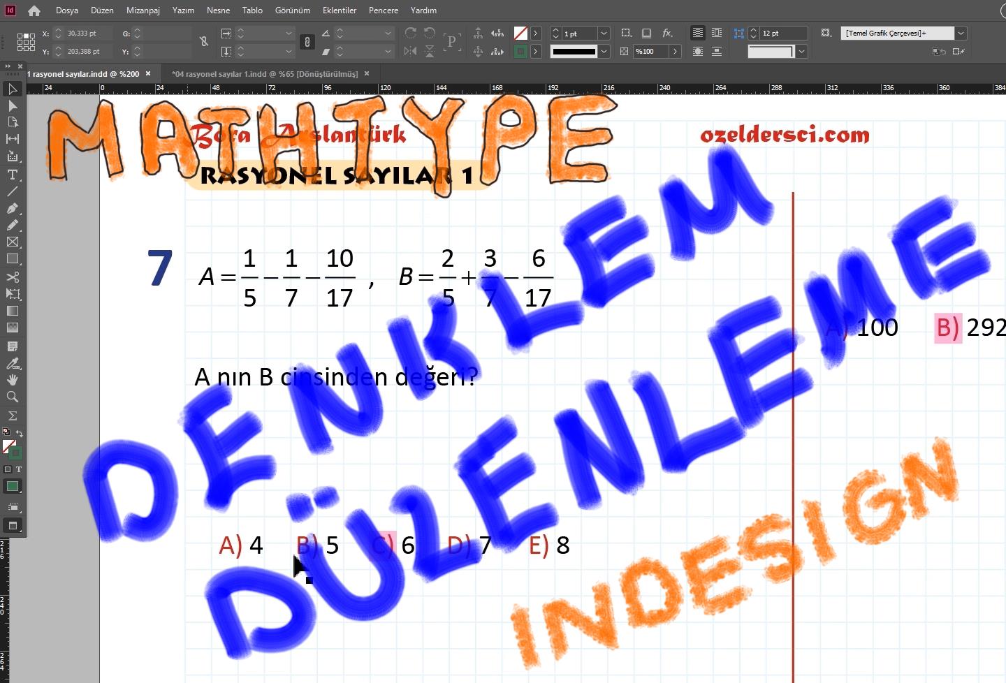 Word yardımı ile mathtype-indesign çalışmasında düzenleme önerileri ...