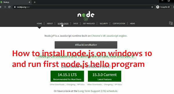 How to install node.js on windows 10 and run first node.js hello ...