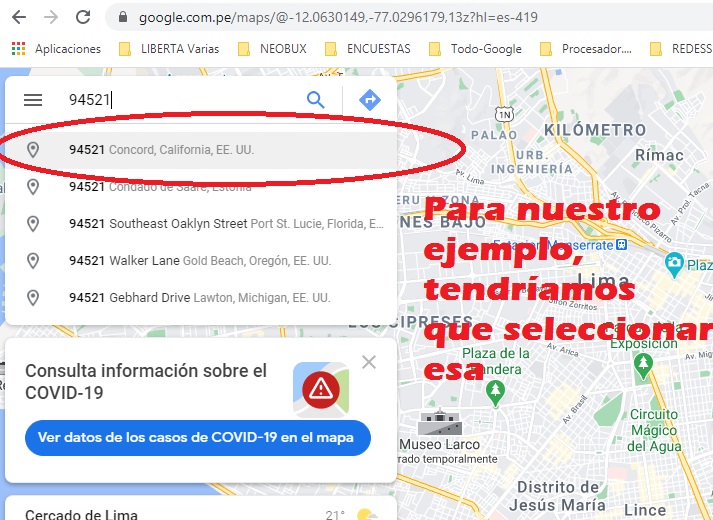 Como obtener una dirección de estados unidos para encuestas, código