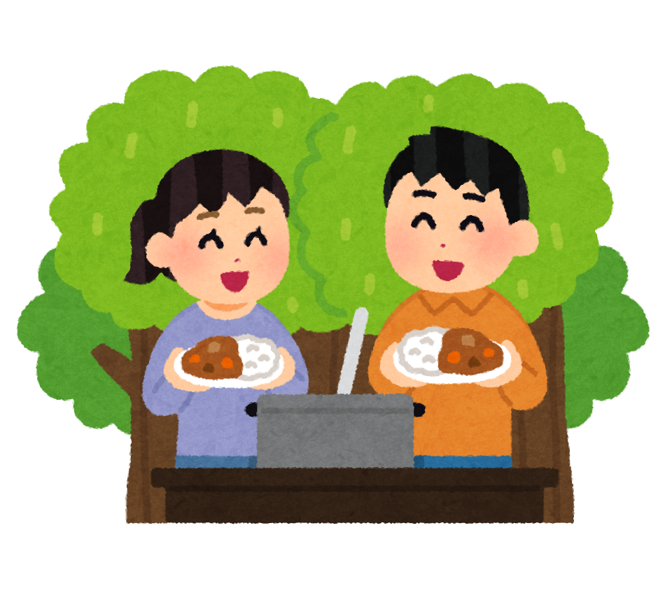 外でカレーを作る人達のイラスト | かわいいフリー素材集 いらすとや