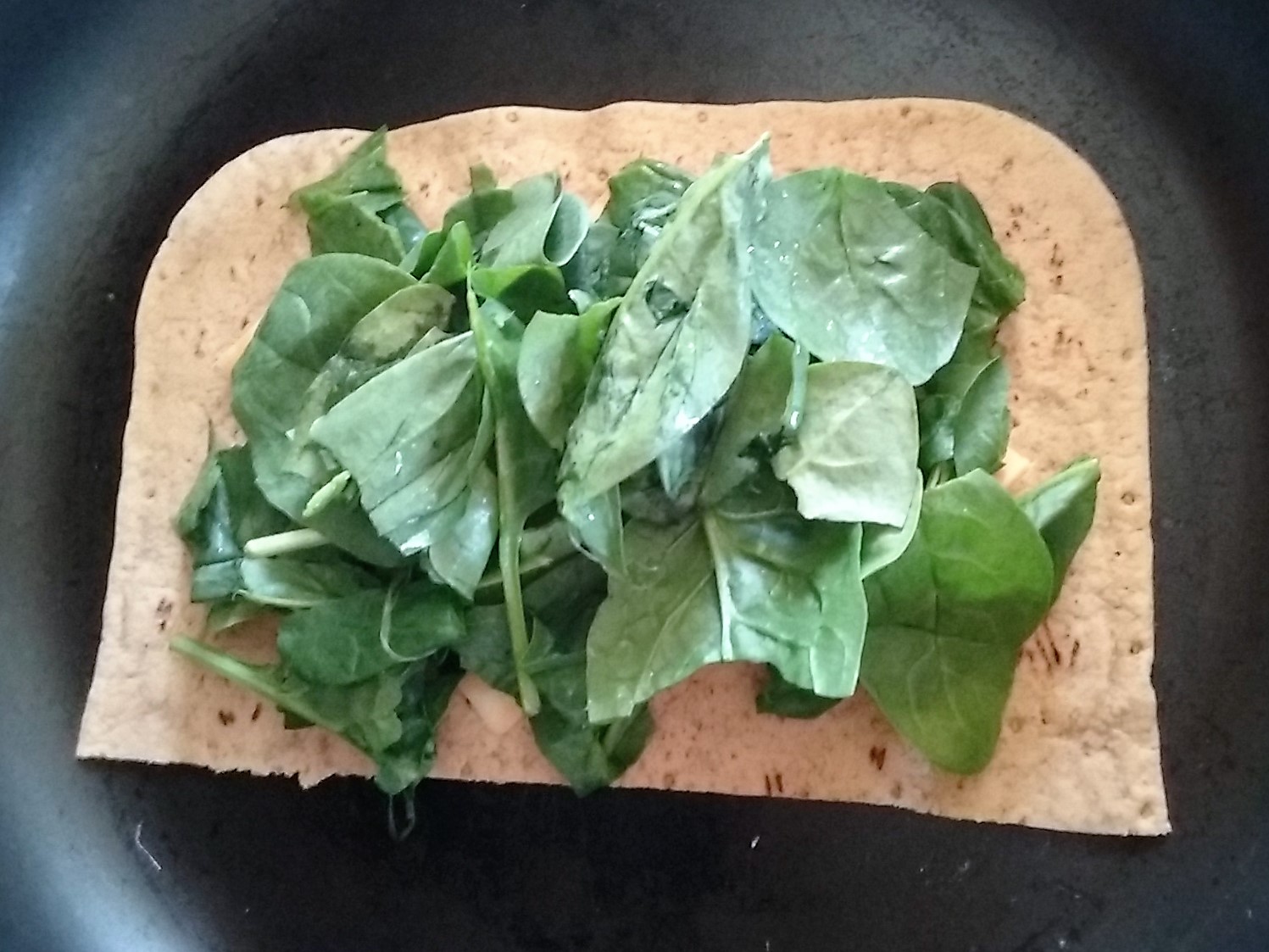 Rusty2rusty's Chatter Fried Cheesy Spinach Flatbread