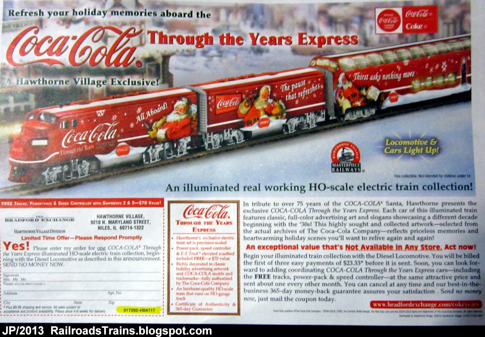  TRAIN SET, Coca Cola HO Model Train Set Railroad Coke Rail Cars, Coca