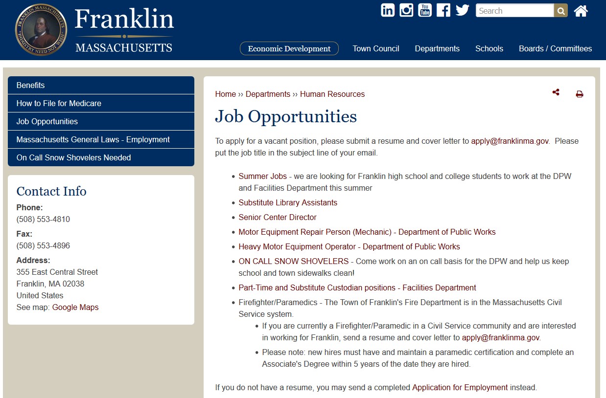 Franklin Matters Franklin Residents Summer Job Opportunities for the