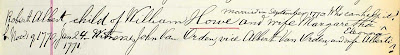 "Dutch Reformed Church Records in Selected States, 1639-1989," database, Ancestry (www.ancestry.com : accessed 21 May 2020), entry for Robert Albert, child of William Howe and wife Margareth; citing New York City Lutheran, Volume 1, Book 85, p 495 [stamped], New York City, New York.