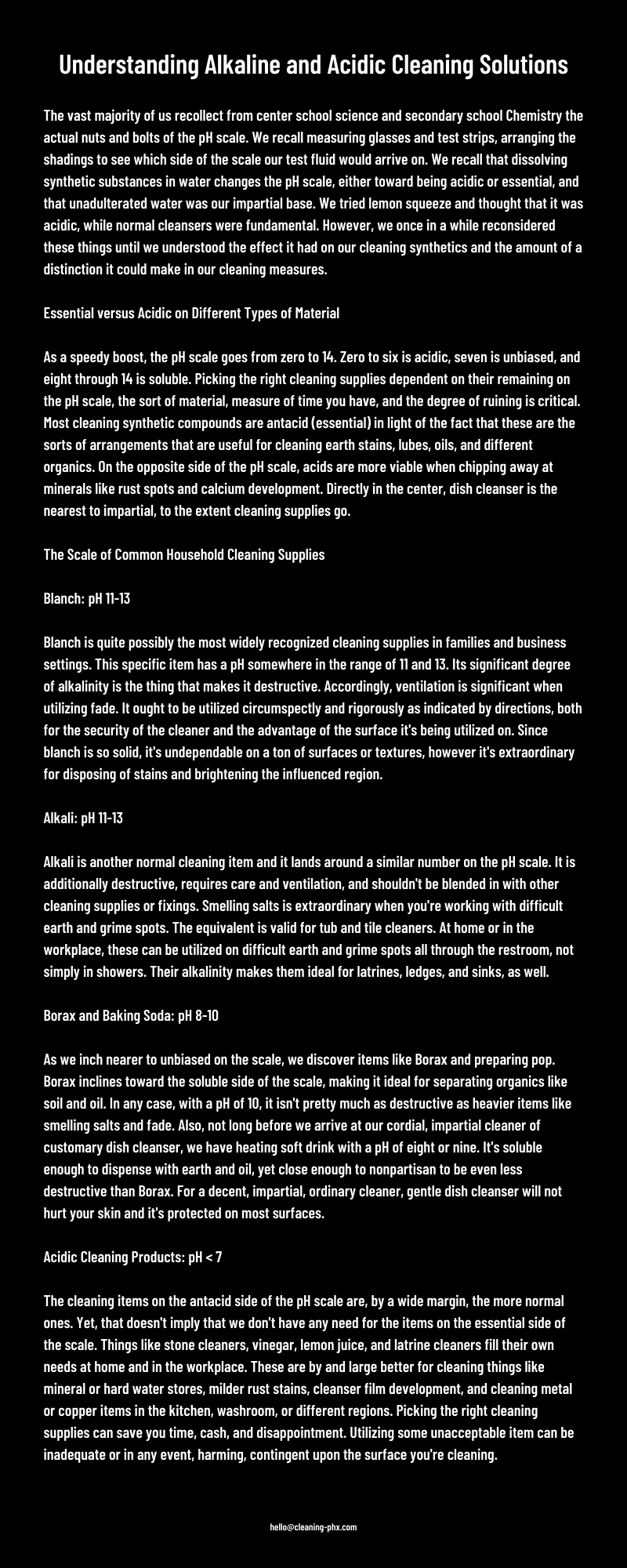 Benefits of Alkaline Based Cleaning Solutions