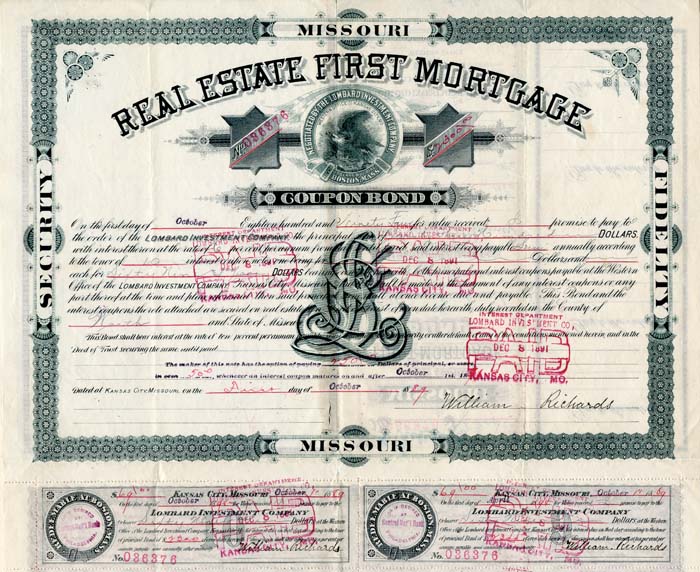 Collectible Old Stocks and Bonds Real Estate First Mortgage