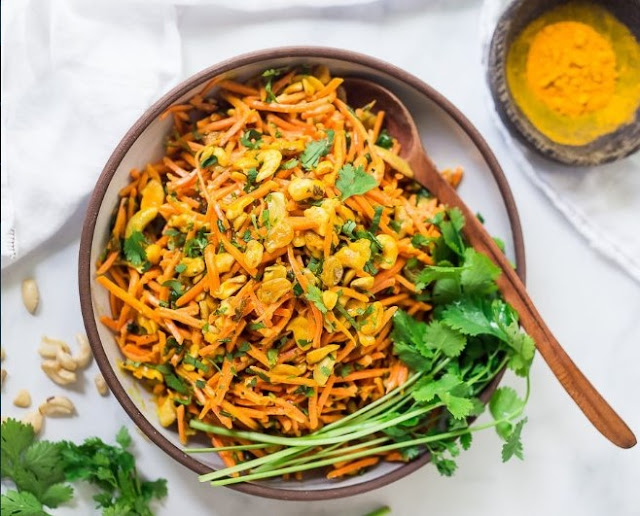 Bombay Carrot Salad with Cashews and Raisins vegan salad