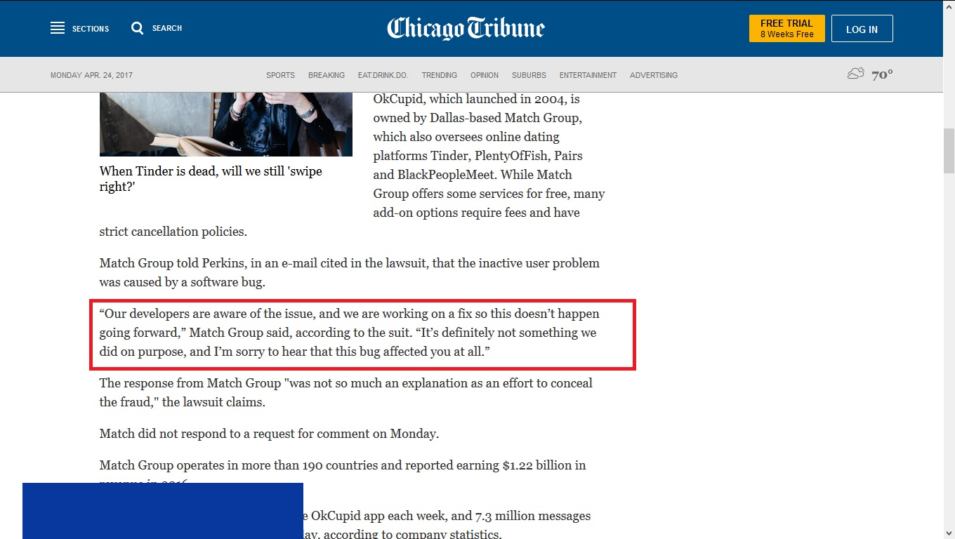 Chicago Tribune online dating kraan aansluiting