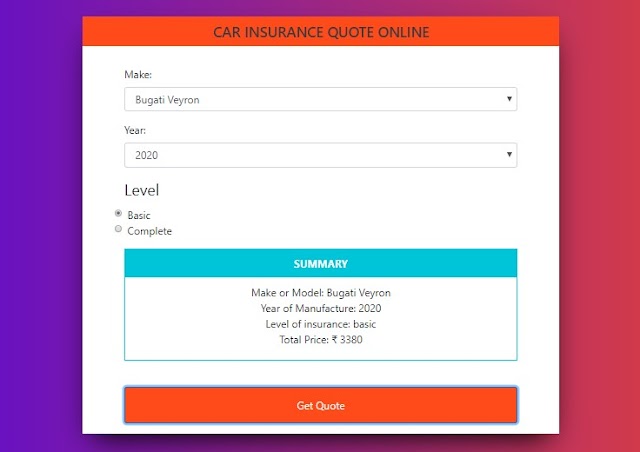 CAR INSURANCE GENERATOR USING JAVASCRIPT | OURCE CODE