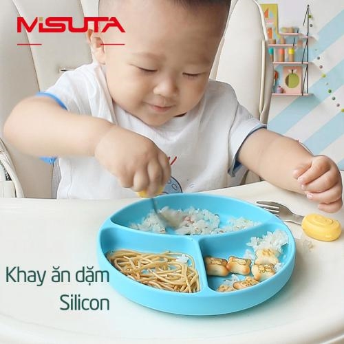 Khay ăn dặm silicon đế hít chống đổ Misuta