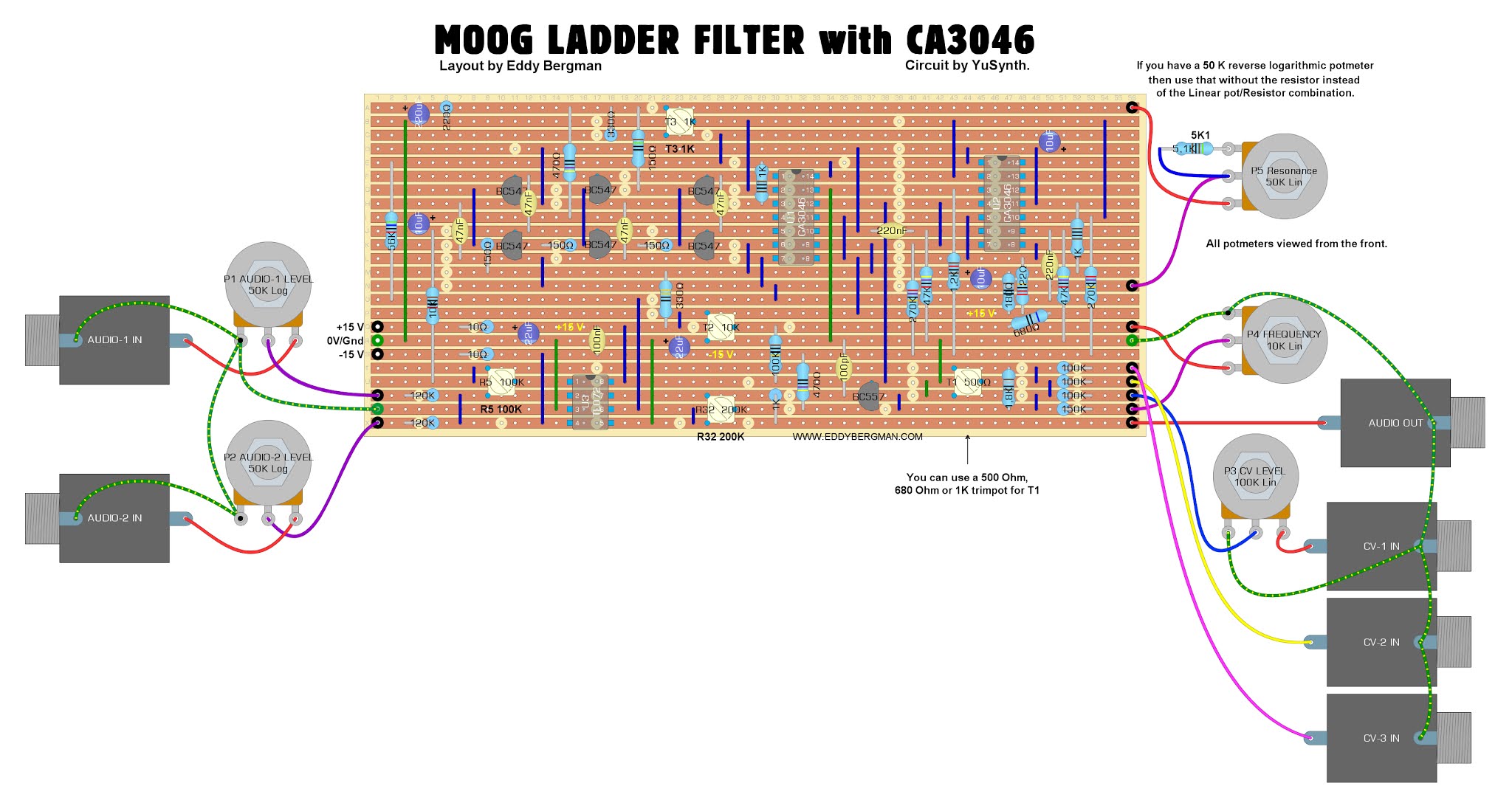 Eddy Bergman.com: Synthesizer Build part-39: MOOG LADDER FILTER