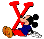 Alfabeto de Mickey Mouse en diferentes posturas y vestuarios X.