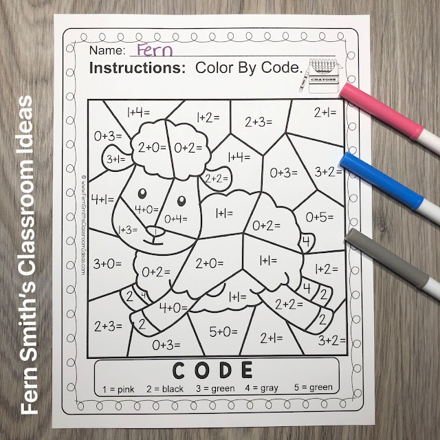 Click Here for this Baa Baa Black Sheep Color By Number Remediation Sums to 5 Worksheets Resource