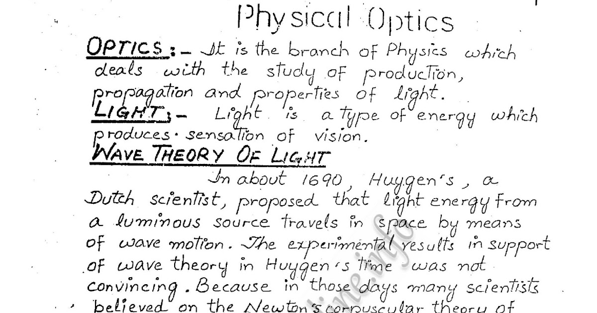 Physics Practicals CHAPTER 9 (PHYSICAL OPTICS)
