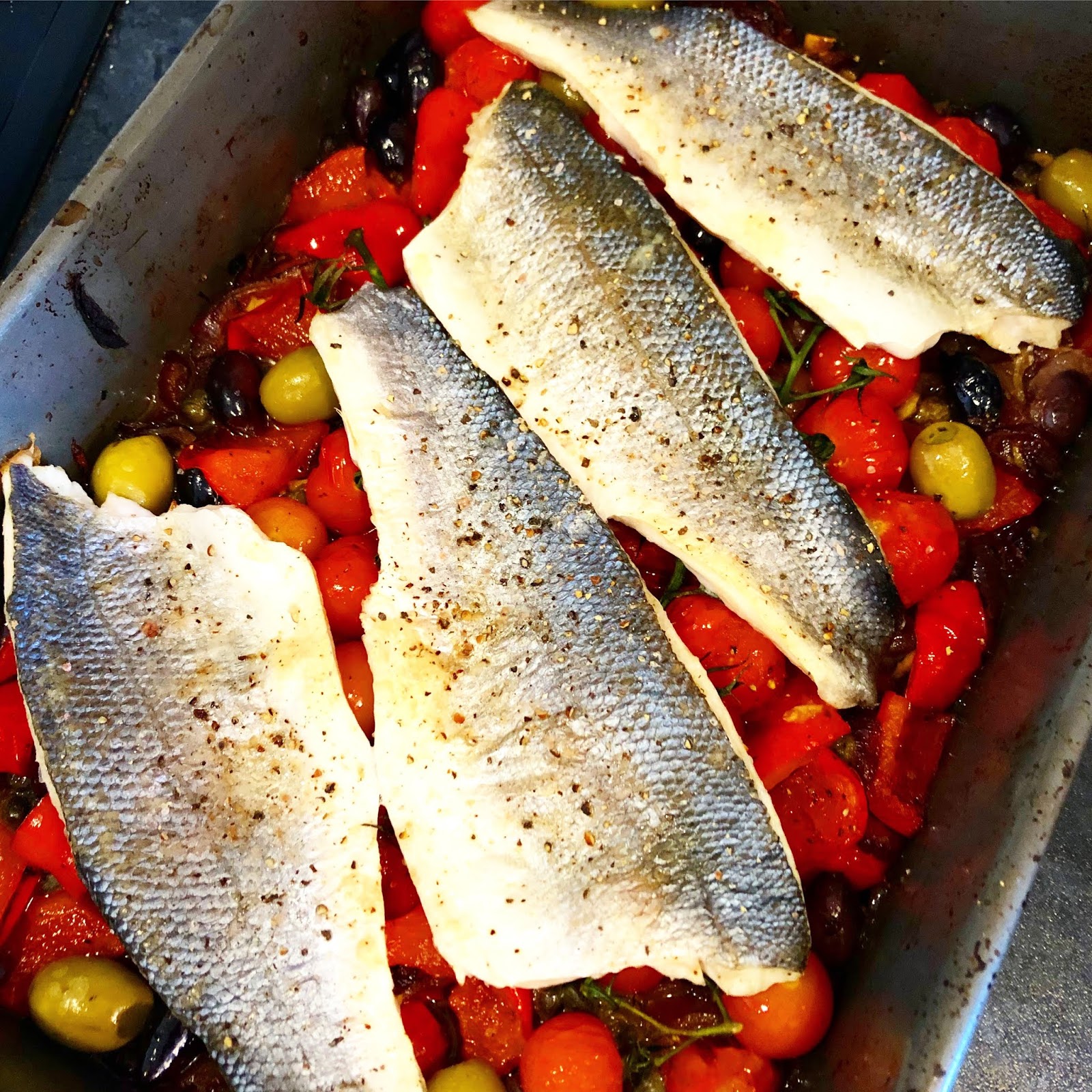 Mediterranean Sea Bass Traybake