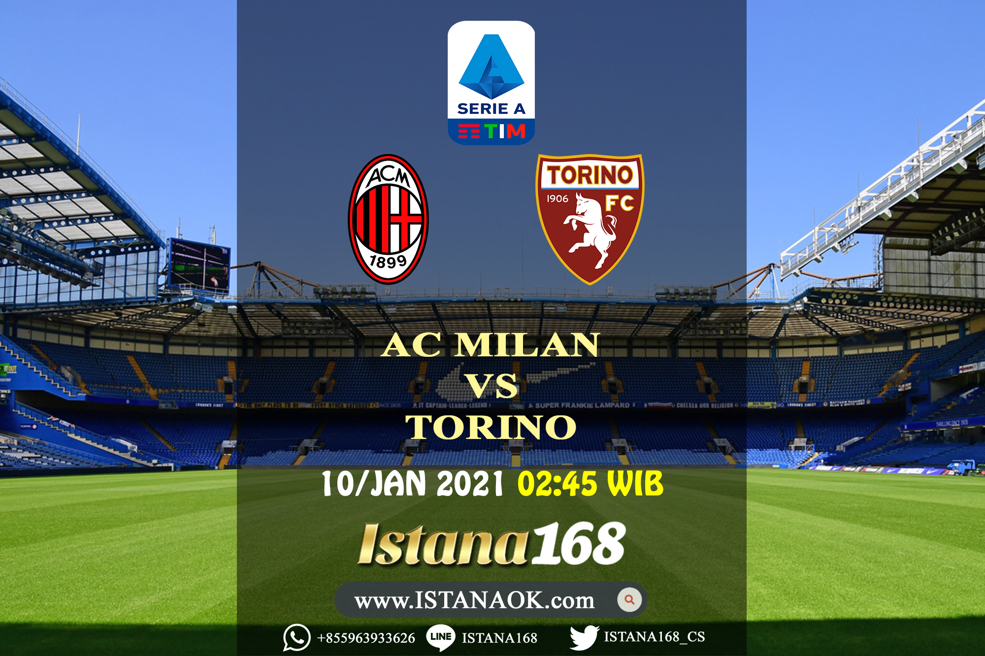 Prediksi Bola Akurat Istana168 AC Milan vs Torino 10 Januari 2021