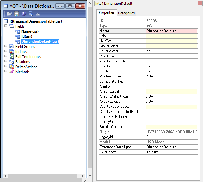 Microsoft dynamics Ax, D365 F& O Default dimension in Ax 2012