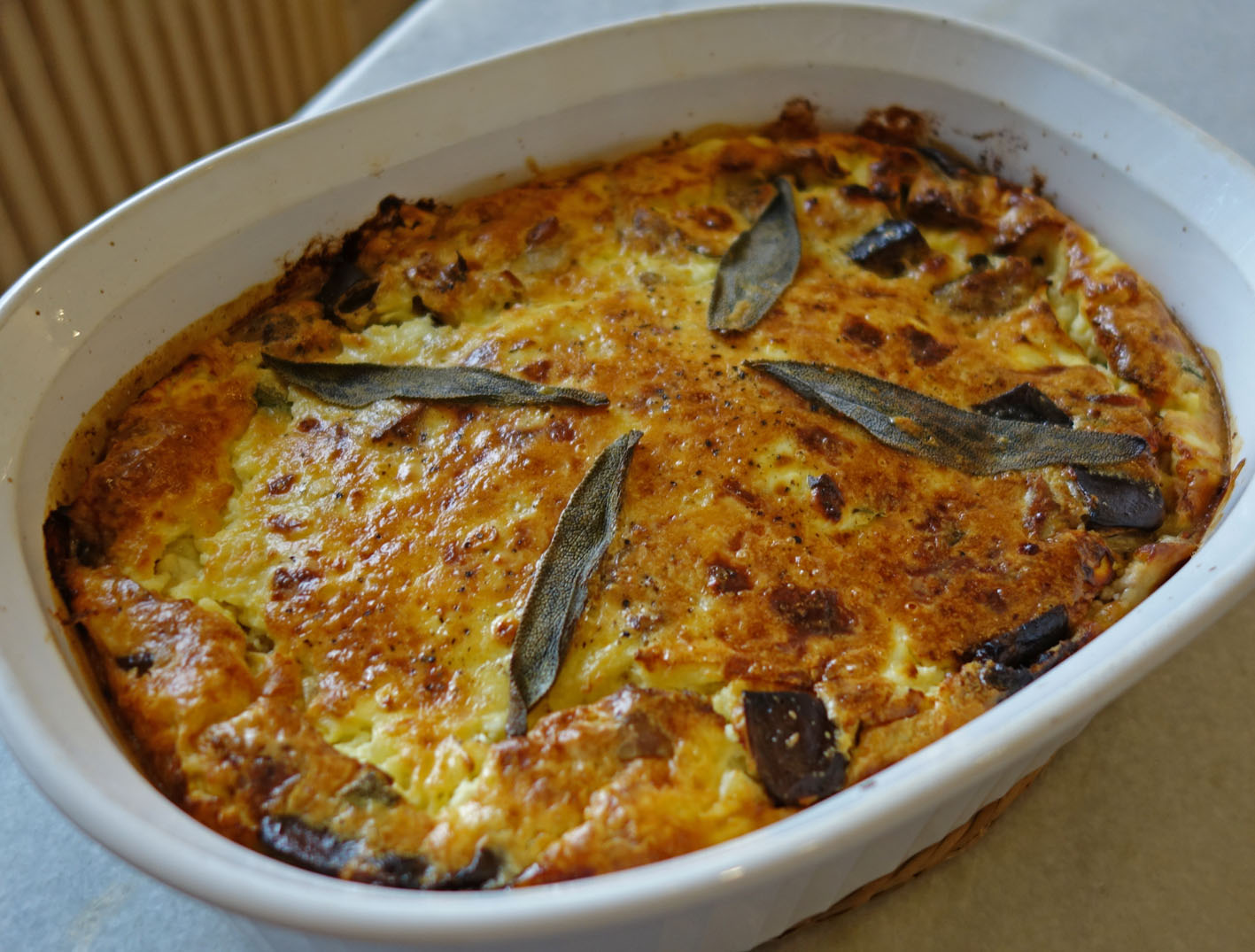 Living the life in SaintAignan Crustless Eggplant and Chicken Quiche