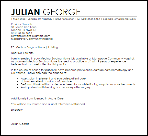 Medical Surgical Nurse Cover Letter Sample Cover Lett vrogue.co