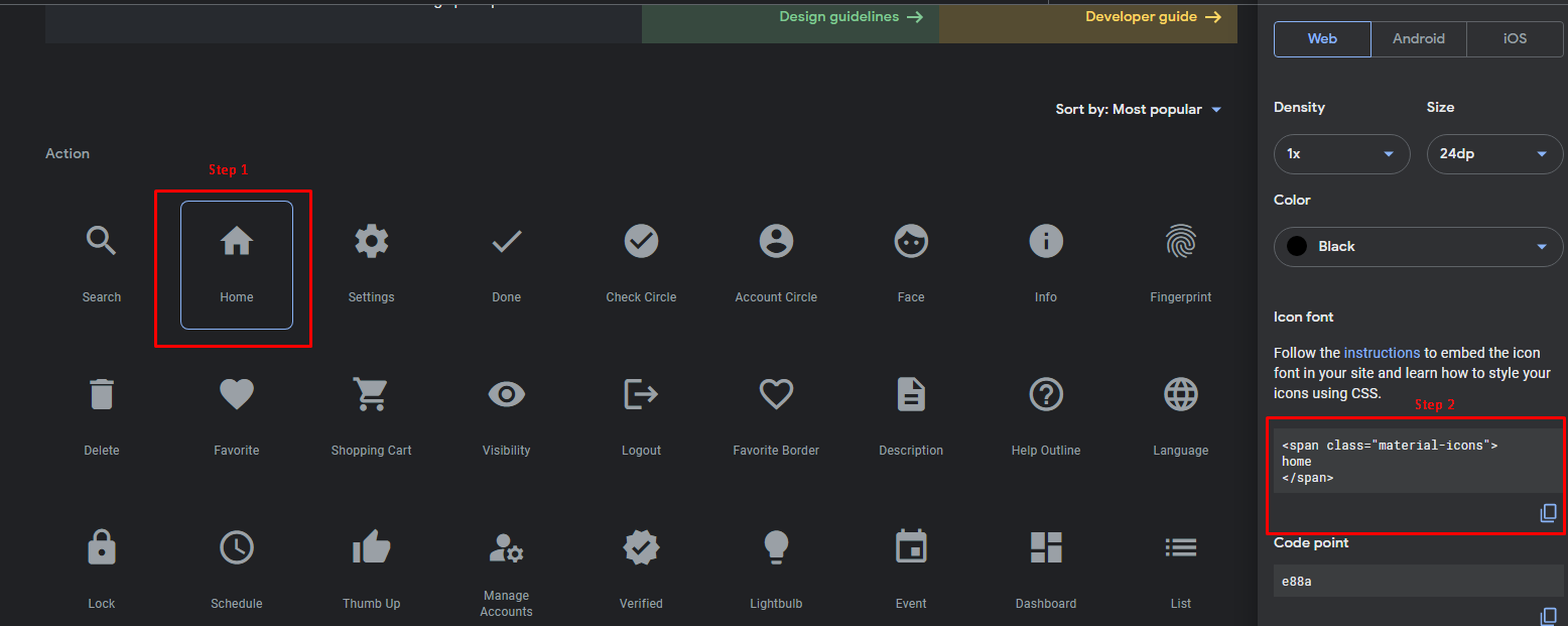 Adding Icons in your page