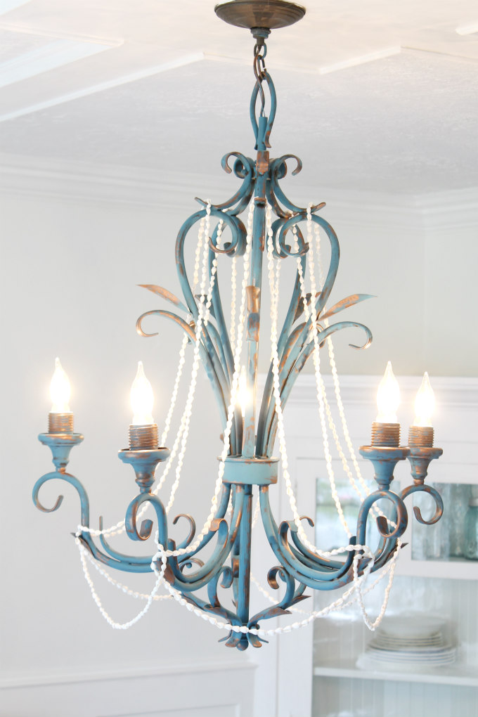 A Rustic Beach House Chandelier Makeover