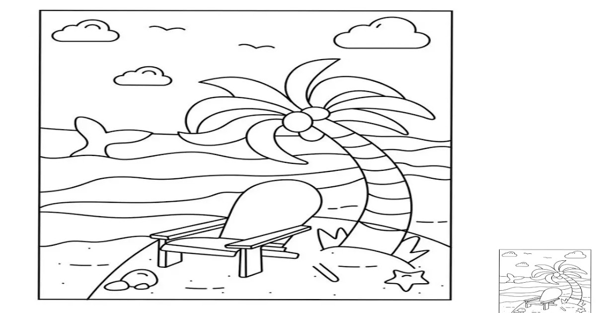 Coloring Page Of An Island In The Ocean