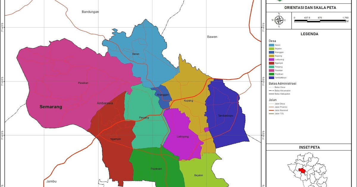 Peta Administrasi Kecamatan Ambarawa, Kabupaten Semarang ~ NeededThing