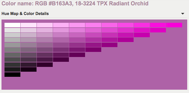 hue map and color details for radiant orchid 18-3224