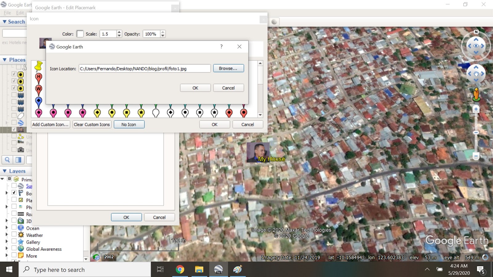 Change the Placemark Icon in Google Earth