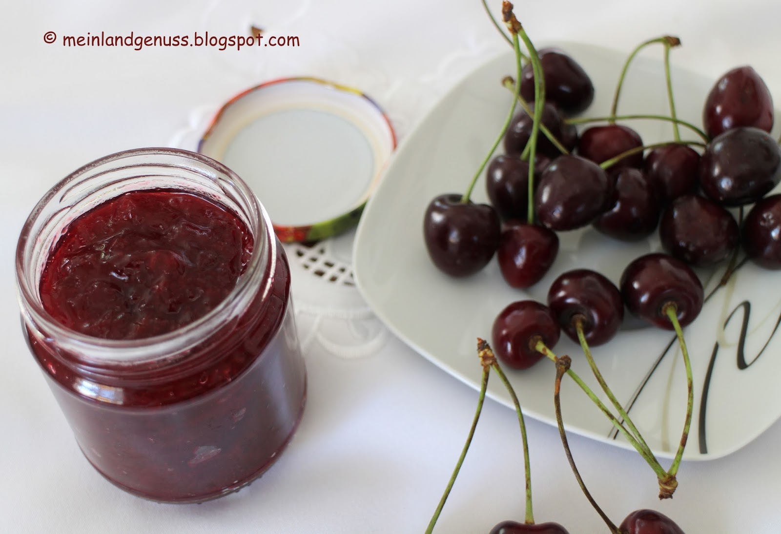 mein Land und Gartengenuss : Kirschen-Marmelade mit Amaretto und Zimt