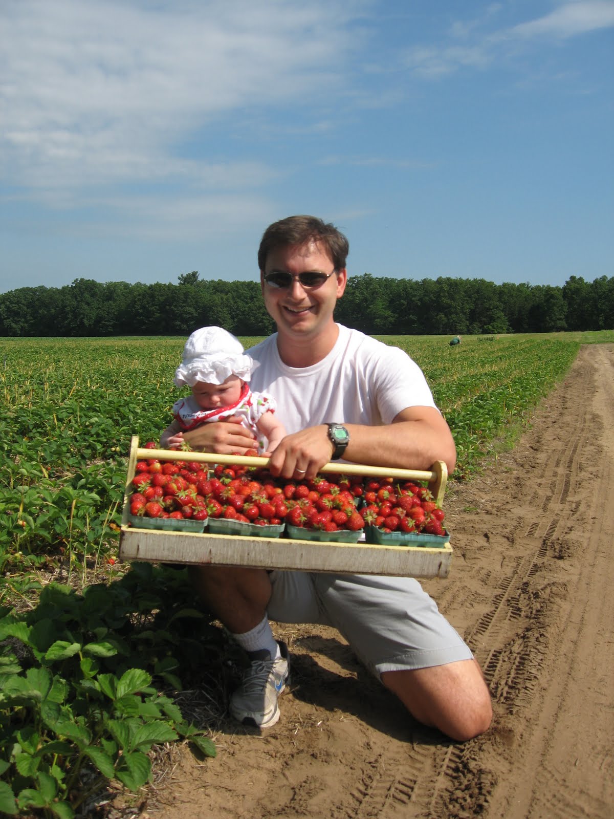 Quinn Clouse Picking strawberries in Michigan