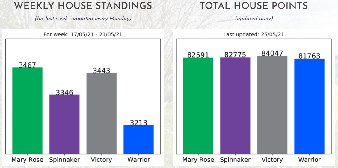Automatically updated House Points chart