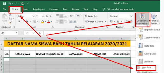 Conditional formating di excel
