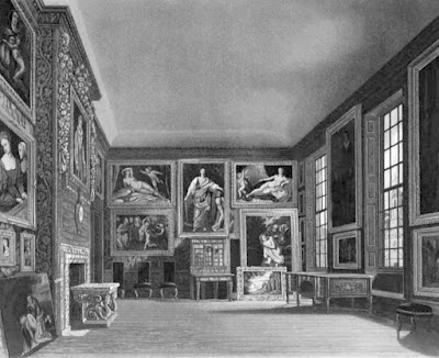 The Queen's Bedchamber, Kensington Palace, from The History  of the Royal Residences by WH Pyne (1819)