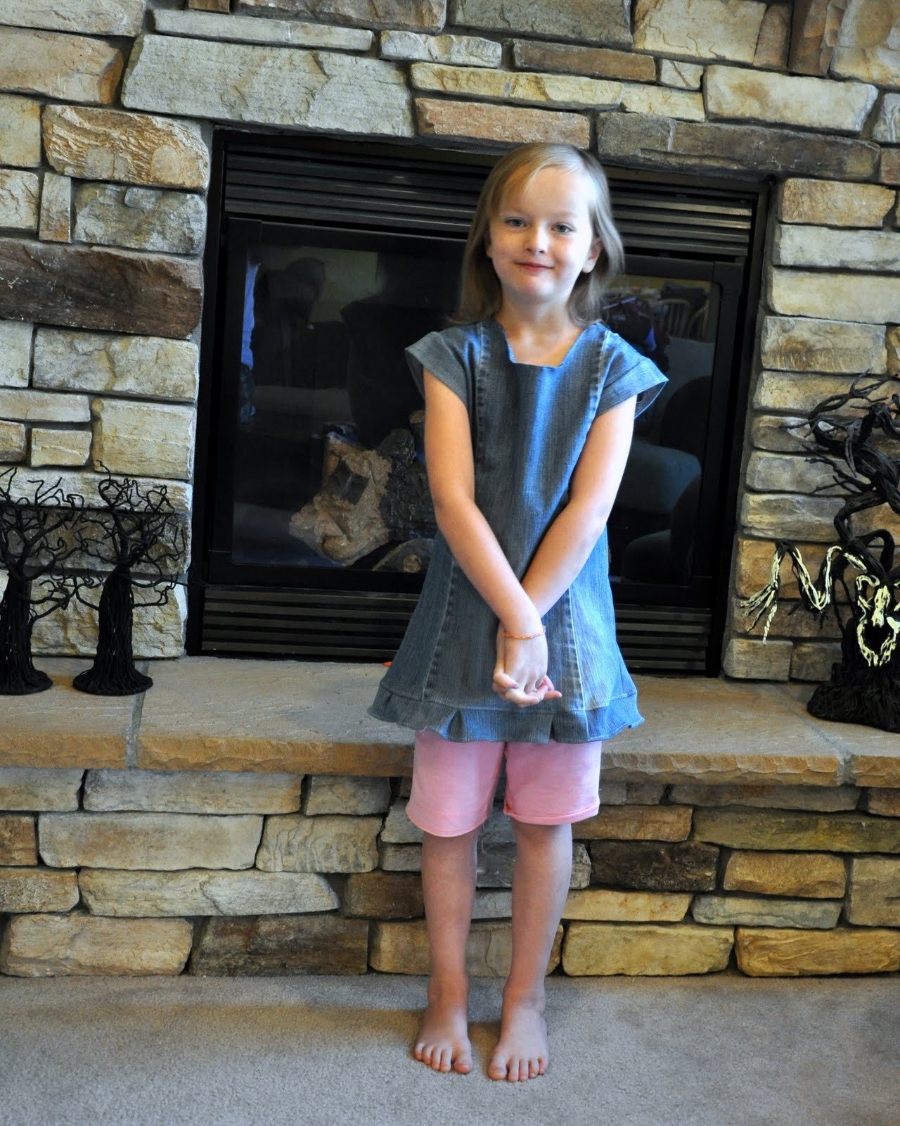 Turning Stones Blog: Upcycle: Torn Jeans to Girl's Dress