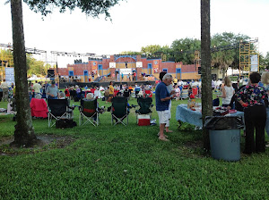 Picnic and production in the park.  Spelling Bee at Dieman's landing, St Pete.