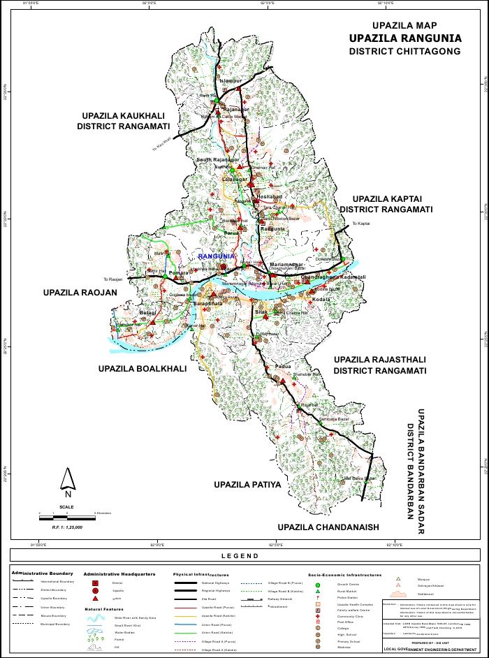 Rangunia Upazila Map Chittagong District Bangladesh