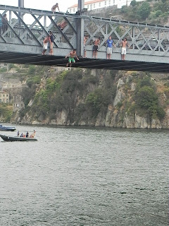 ribeira, porto, bridge, jump