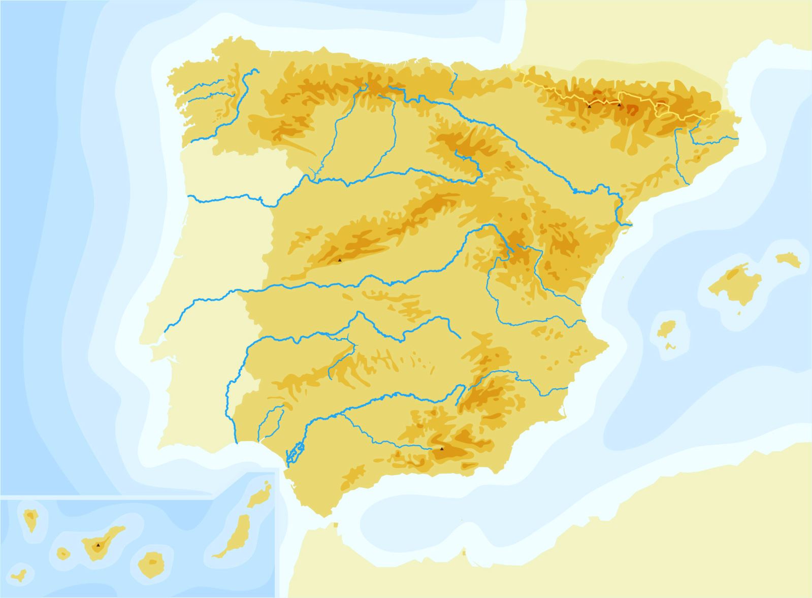 Educablog Primaria Mapa Físico Mudo De España