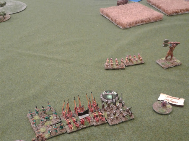 Kal's Dogs of War advance on my Dwarf's left flank.