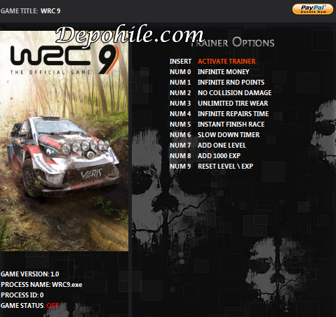 WRC 9 FIA World Rally Championship Para, Level Trainer Hilesi