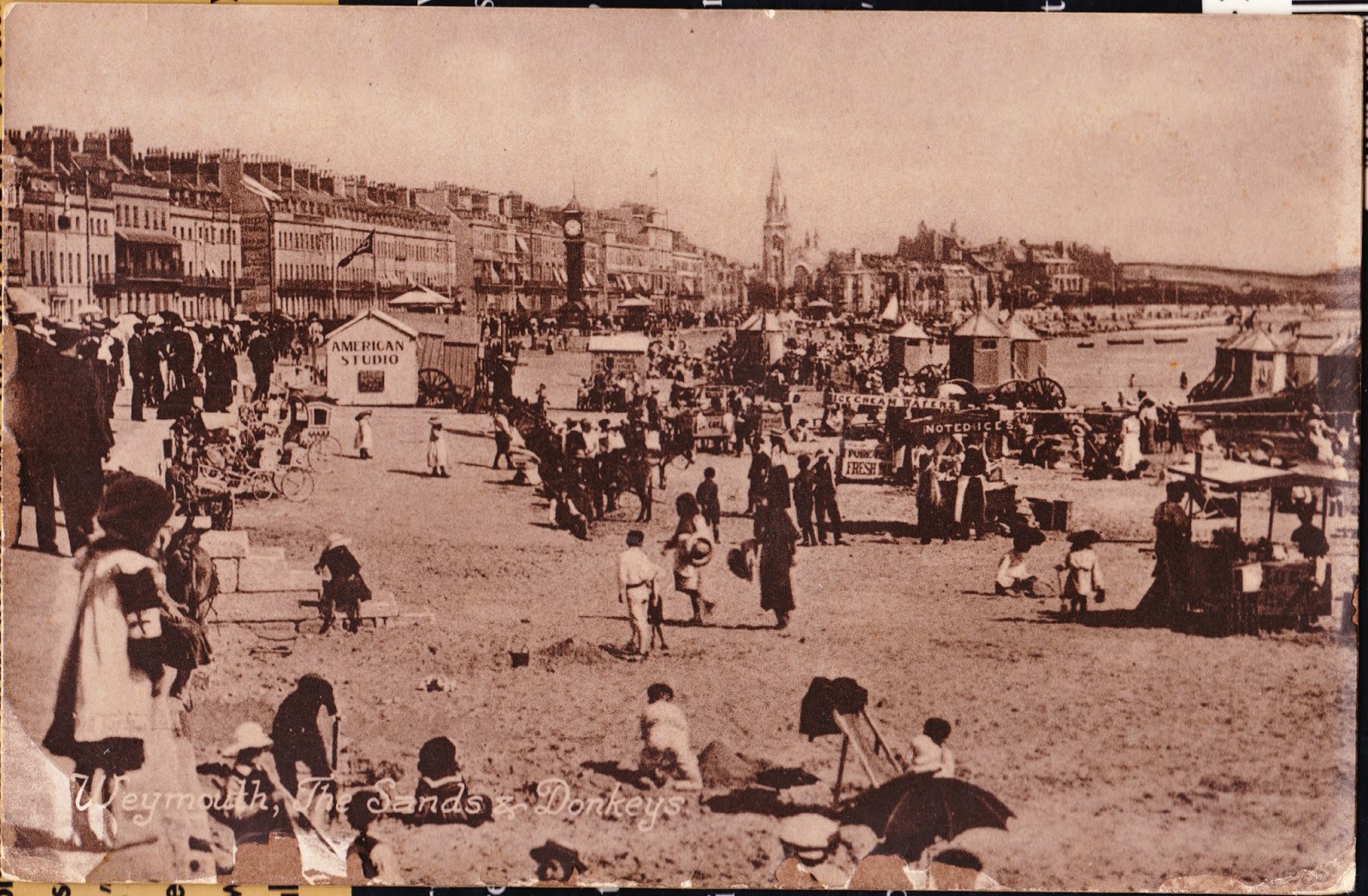 Papergreat: 1920s postcard: Weymouth, The Sands & Donkeys