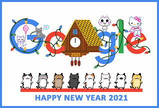 Google and happy kitties wish you a Happy New Year 2021