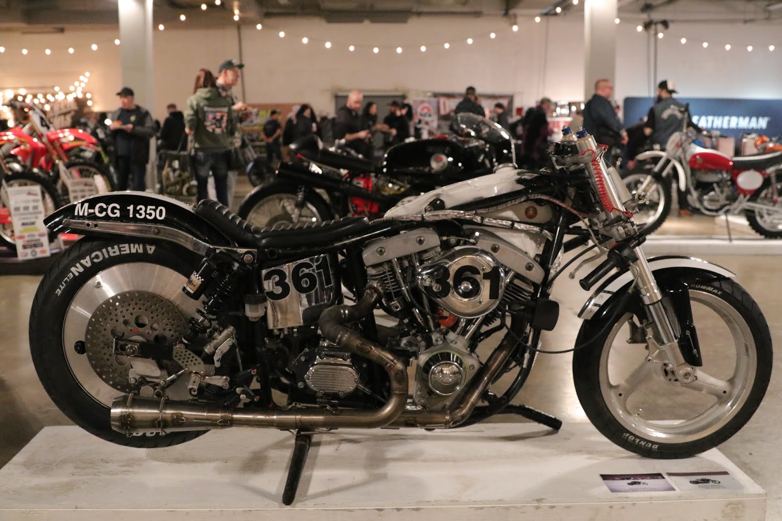 OldMotoDude HarleyDavidson Land Speed Racer on display at the 2020