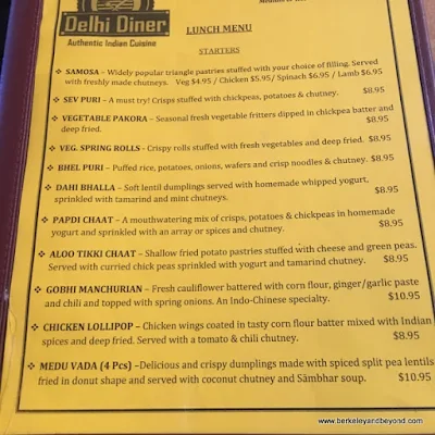 lunch specials menu at Delhi Diner in Albany, California